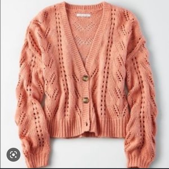 AMERICAN EAGLE Pointelle cropped open knit cardigan - Picture 3 of 3